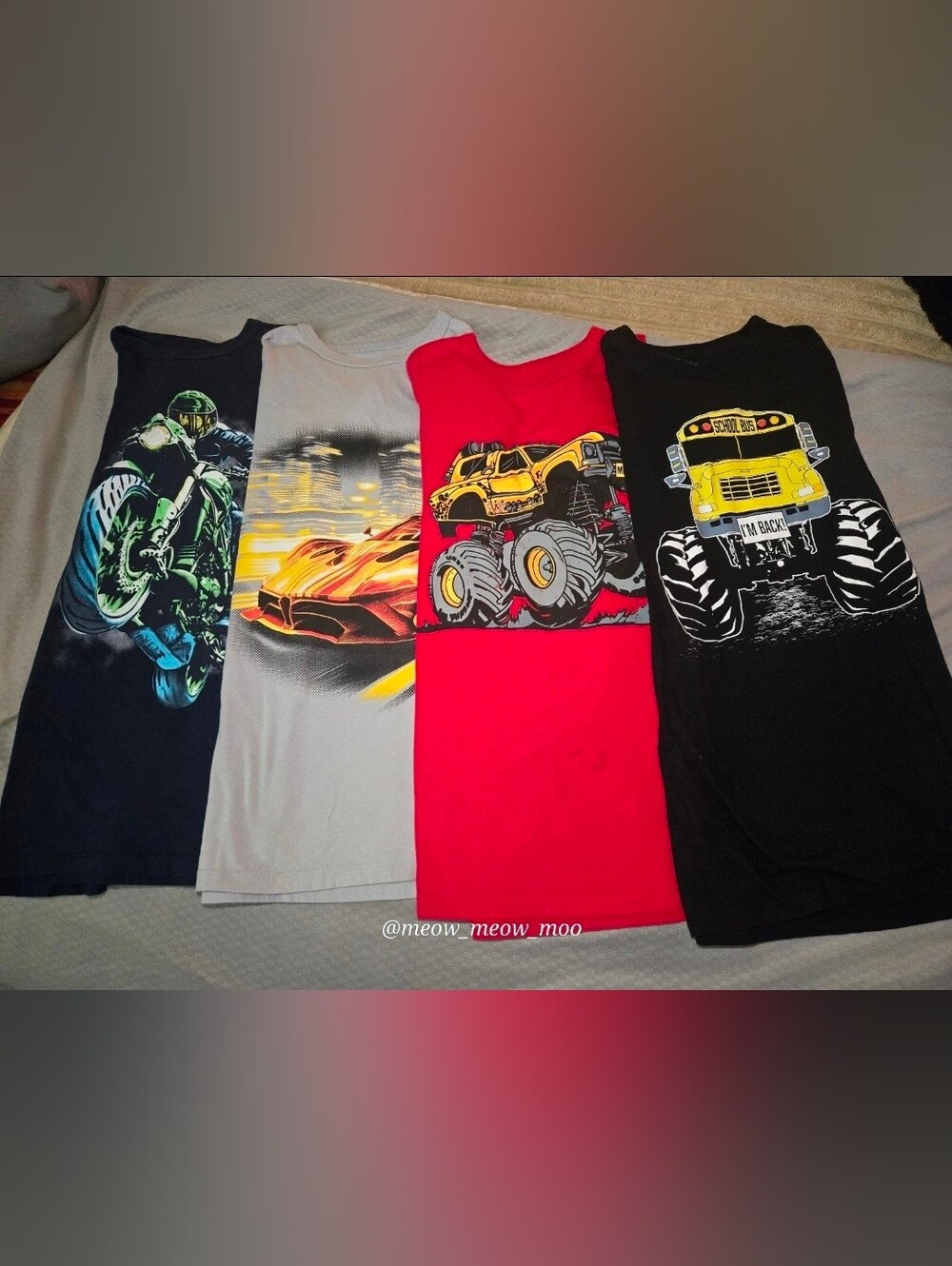 4 PC The Children's Place Boys Graphic T-Shirts Size XXL 16 Monster Truck Car